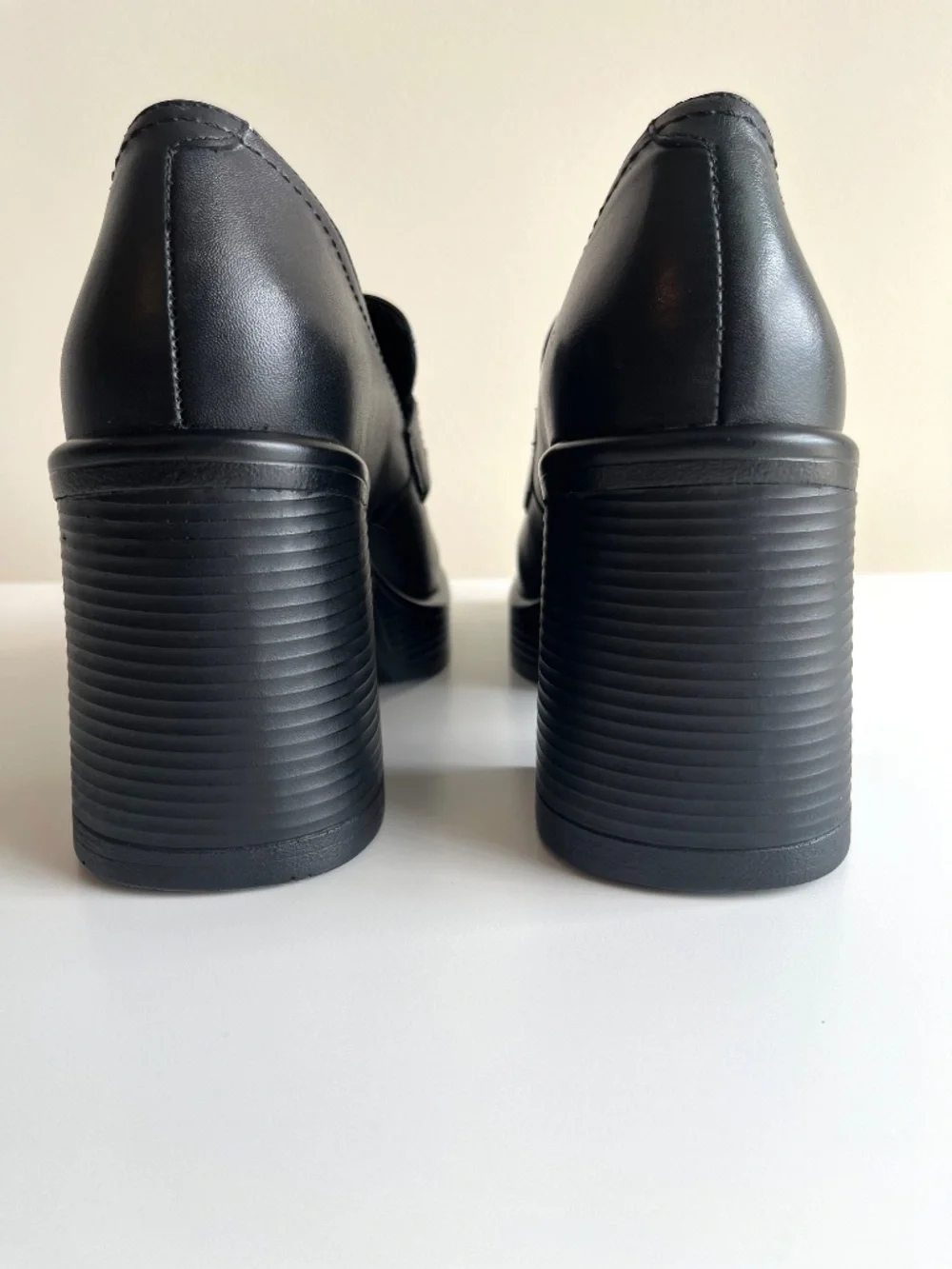 Steve Madden Women's Leather Block Heel Loafers Size 7.5 M Black